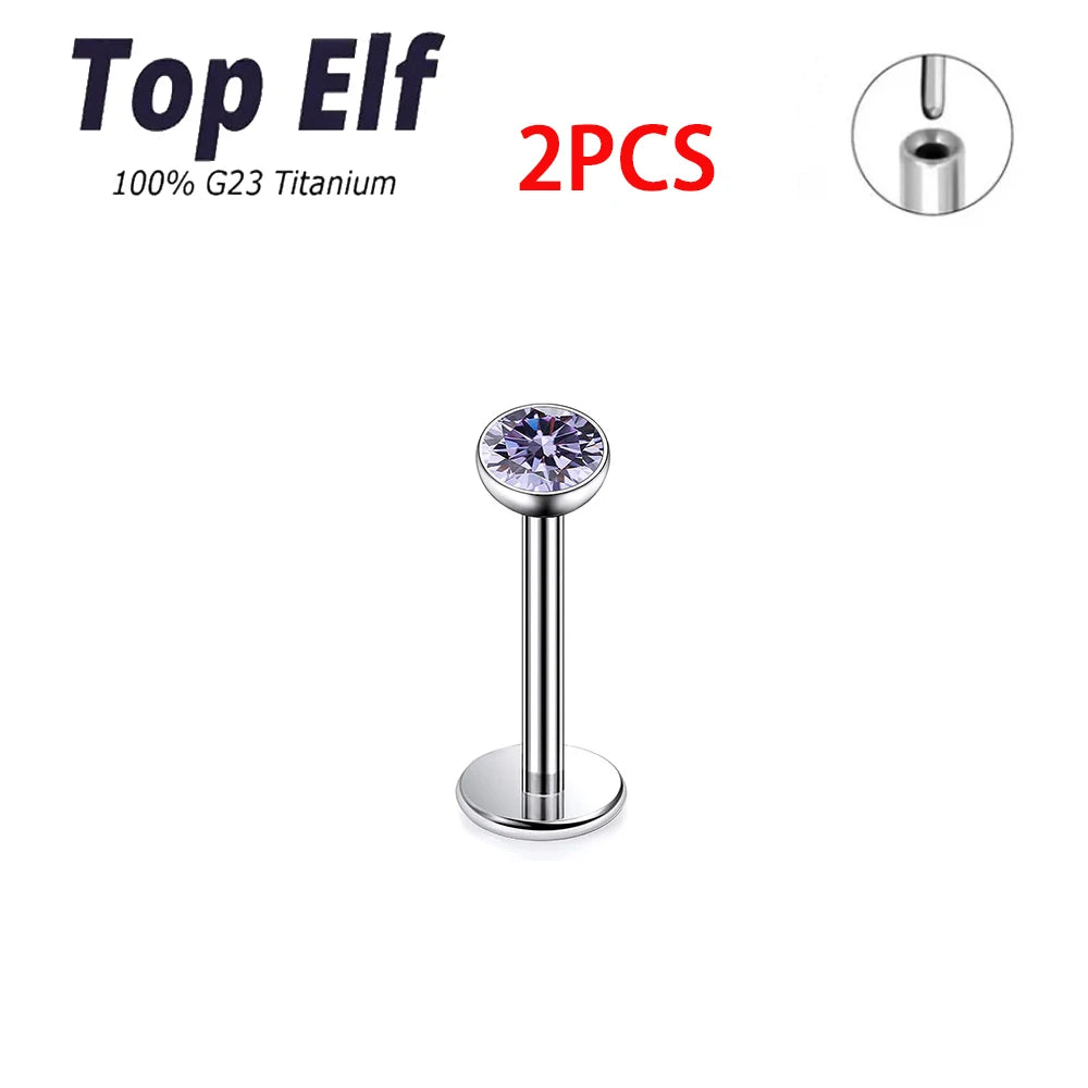 Wholesale 2/10pcs G23 ASTM F136 Titanium Top Exquisite Zircon Insertion Earrings Nose Nails Lip Nails Body Piercing Jewelry