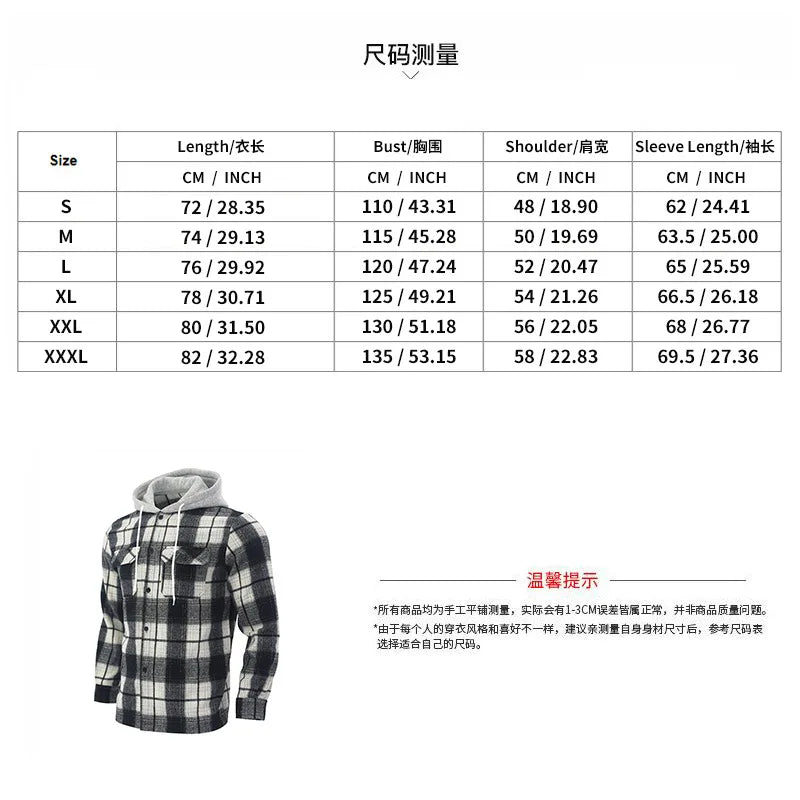 Heavy New Loose Casual Flannel Jacquard Long-Sleeved Hooded Plaid Shirt for Work Business Autumn 2025
