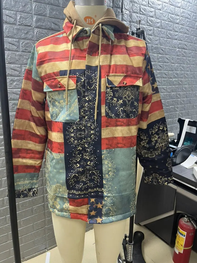 Men's brand winter jacket, casual long-sleeved loose-fitting hooded jacket, high-quality design, warm coat with fashionable hood