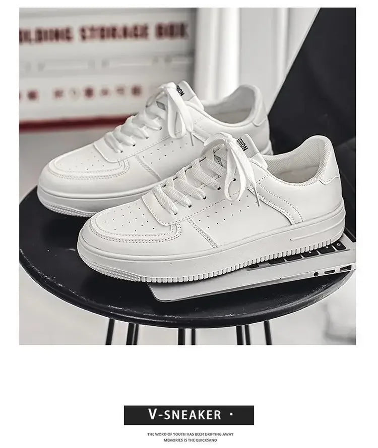 2025@@@New white men's shoes in 2025, pure white sports shoes for handsome and casual young students in spring.