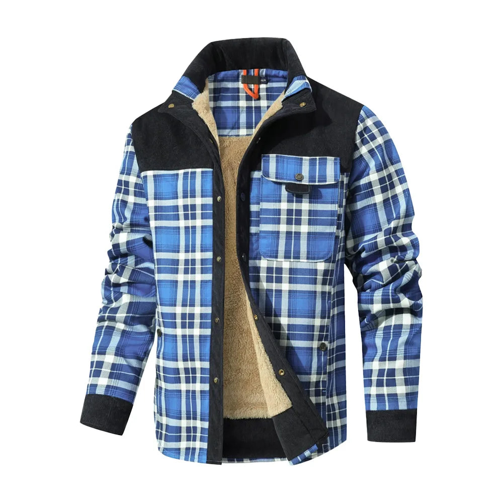 Men's Jackets Winter Windproof Warm Casual Bomber Coat Plaid Sherpa Lined Flannel Outdoor Classic Soft Jackets Men US Size