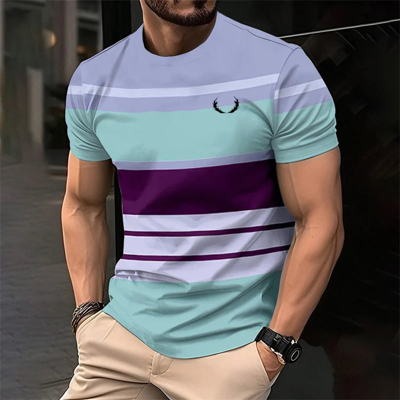 Simple Striped 3D Printed T Shirts For Men Fashion Summer Short Sleeve 3D Printed Kids T-shirts Casual Daily Wear Loose Tees