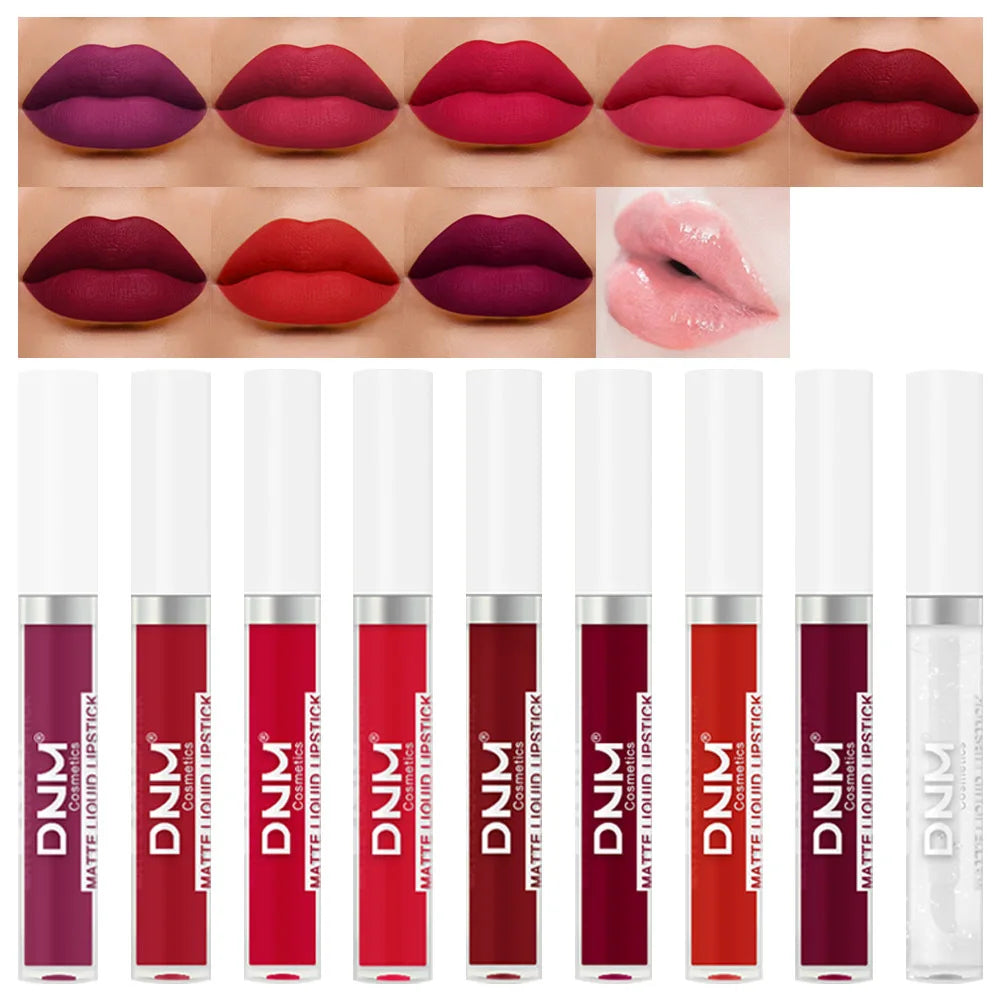DNM 19 Colors Matte Lip Gloss Waterproof Long-lasting Non-fading Lip Glaze Multi-color Non-stick Cup Lipstick Lipgloss