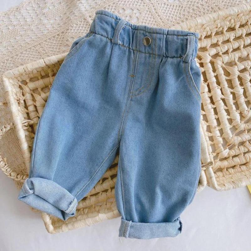 New Children's Girls Boys Jeans Casual High Waist Kids Pants Spring Autumn Baby Boy Girl Long Trousers Outwear Age For 9M-4Years
