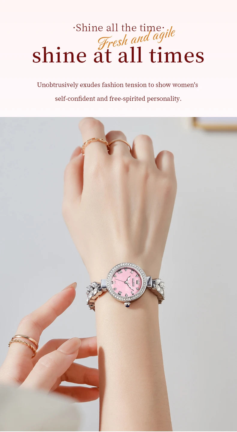 OLEVS 9971 Original Quartz Watches for Woman Fashion Full Diamond Mermaid Bracelet Wrist Watch Luxury Elegant Ladies Dress Watch