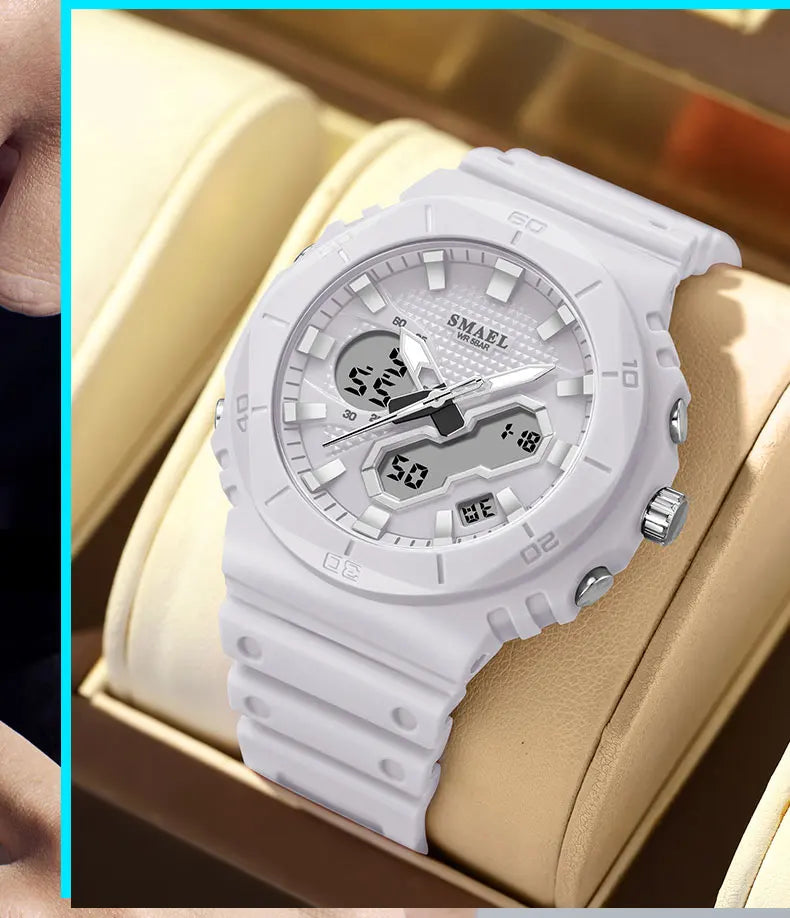 SMAEL Fashion Sport Watches for Unisex Top Brand Luxury Sports Chronograph Women Watch Waterproof Digital Quartz Wristwatch