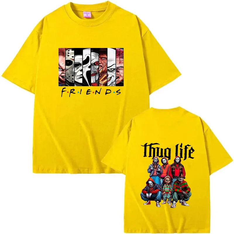 Friends T-Shirt Best Stephen King Horror Characters Printed Cartoon Men Women Fashion Tops Oversized Tee Halloween Clothes