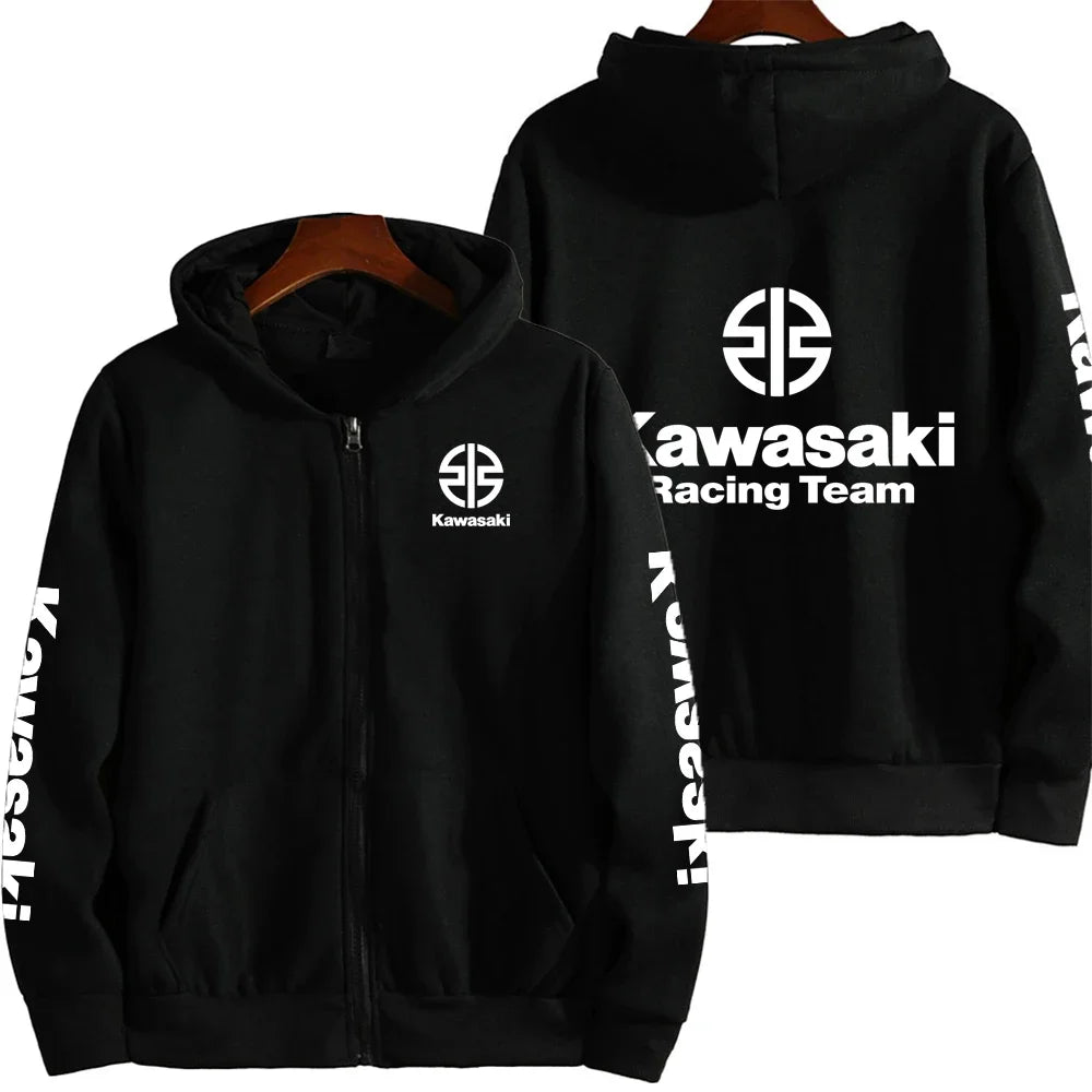 Kawasaki Logo Racing Motorcycle Team Men Zip Up Hoodie Spring Autumn Fashion Man Sweater 2025 New Sport Woman Jacket Coats