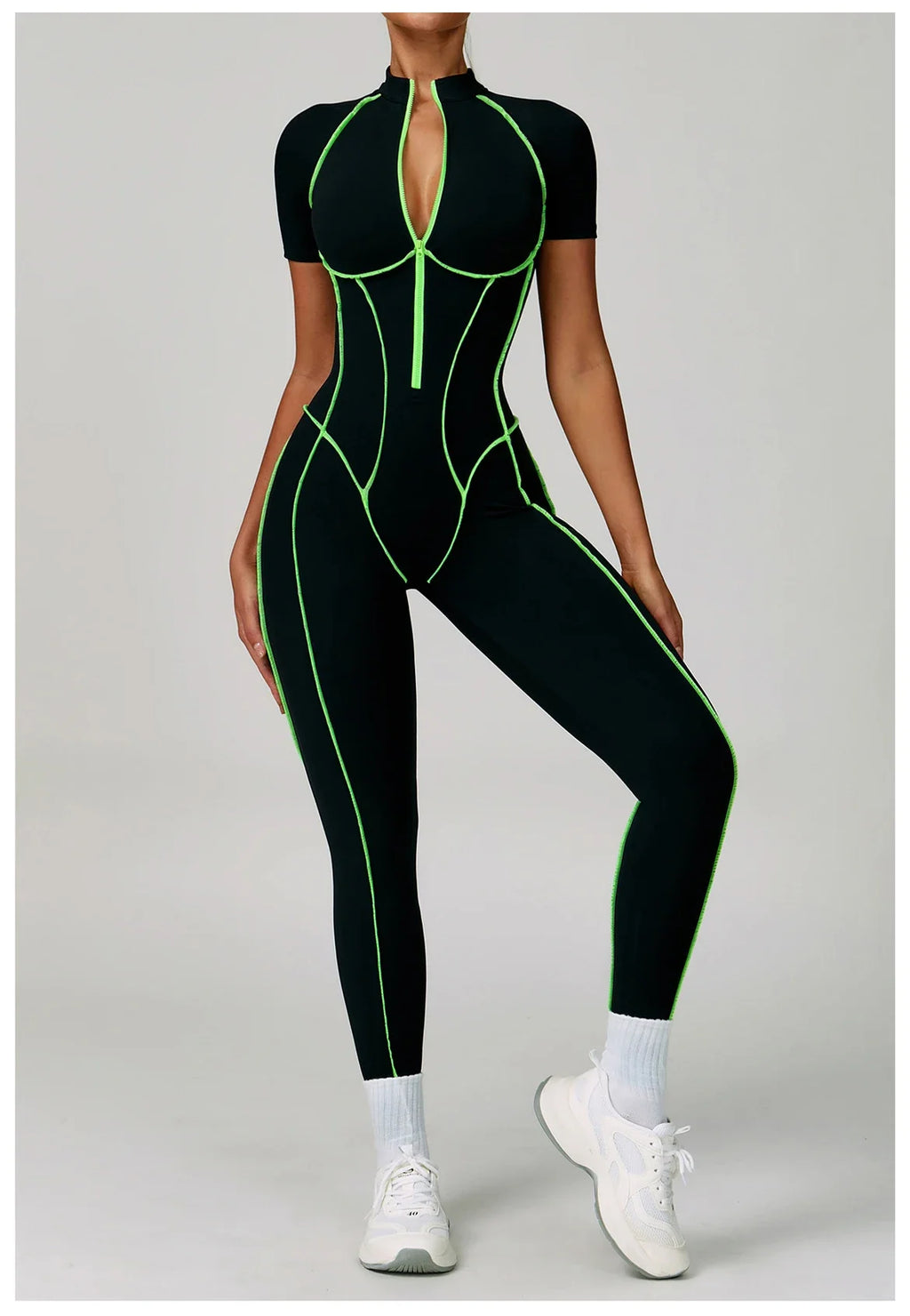 Yoga Jumpsuit Women Bodysuits Fitness Sports Zipper Short Sleeve Yoga Suit Quick Dry Yoga Clothing Gym Push Up Workout Rompers