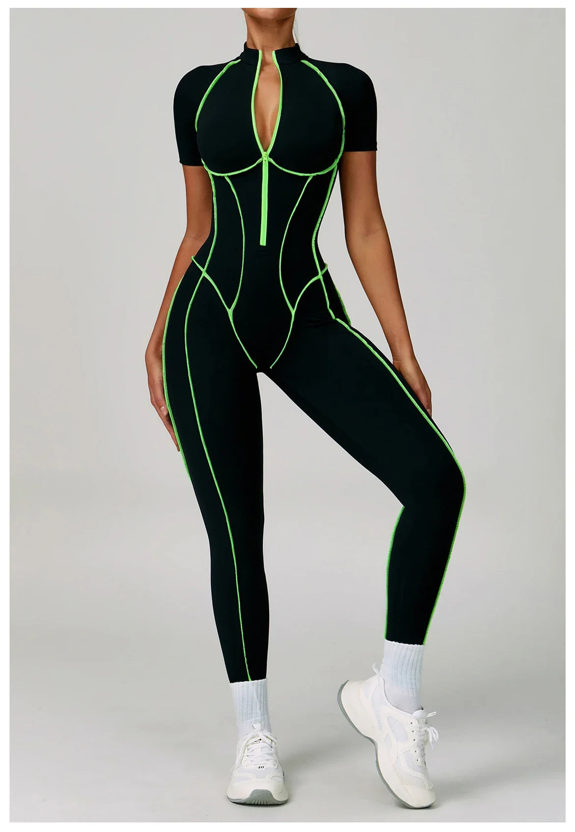 Yoga Jumpsuit Women Bodysuits Fitness Sports Zipper Short Sleeve Yoga Suit Quick Dry Yoga Clothing Gym Push Up Workout Rompers