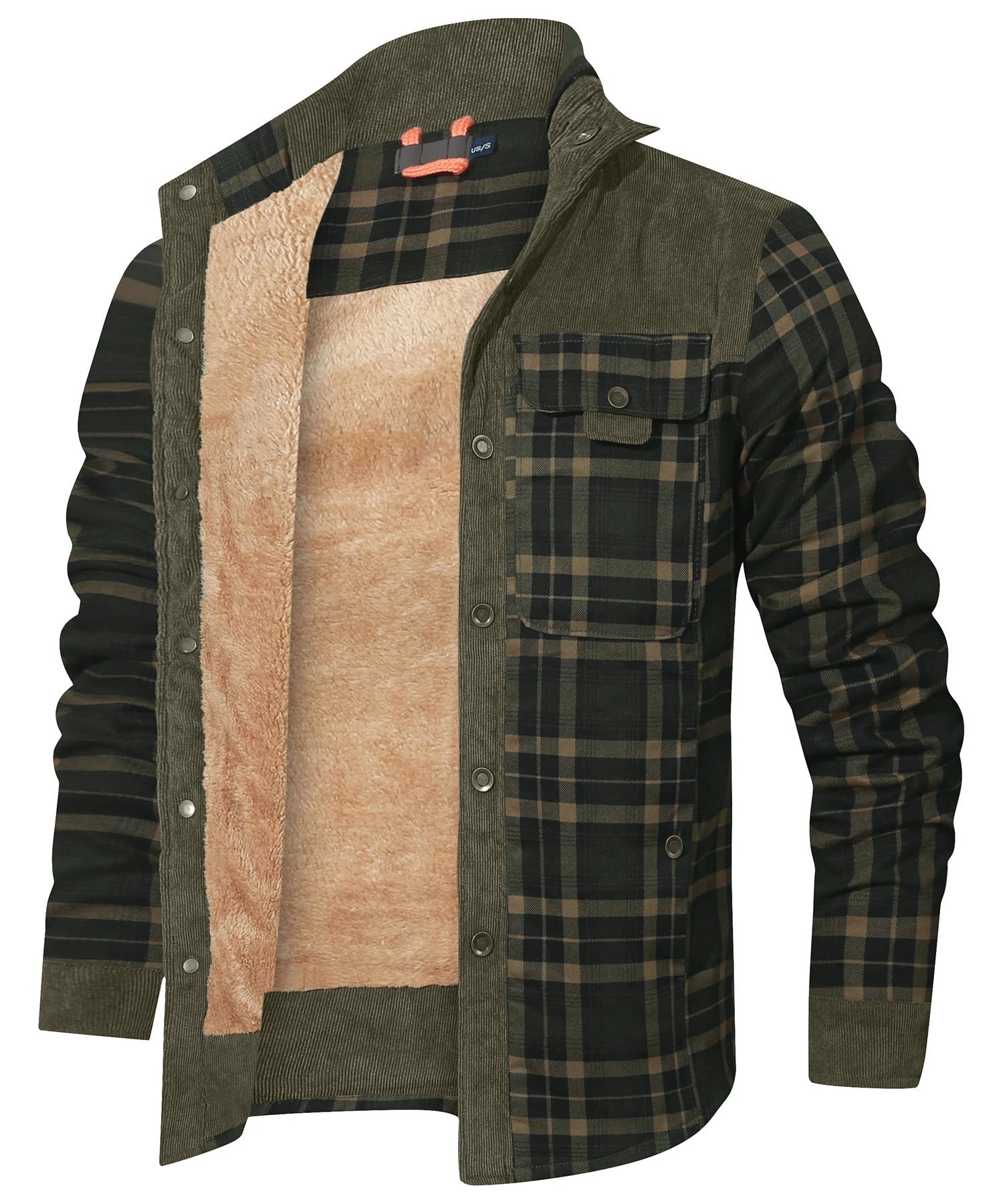Men's Jackets Winter Windproof Warm Casual Bomber Coat Plaid Sherpa Lined Flannel Outdoor Classic Soft Jackets Men US Size