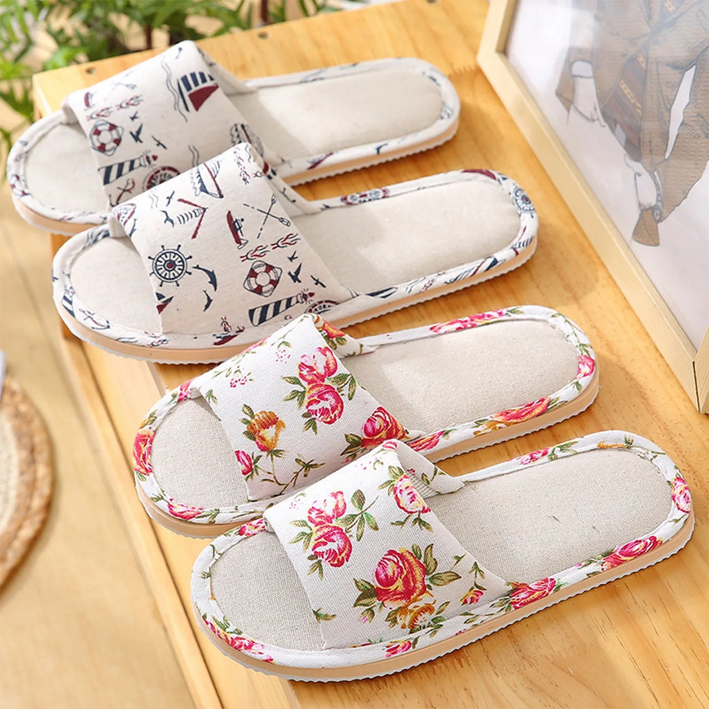 Fashion Slippers Casual Floral Women Home Indoor Comfortable Flat Shoes Bedroom Anti-slip Sandals Spring Autumn