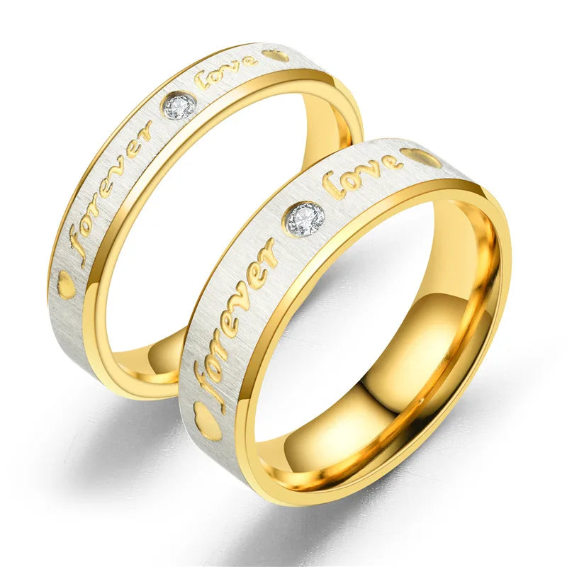 New Forever Love Couple Ring For Women Men Heart Stainless Steel Wedding Ring Fashion Engaged Party Jewelry