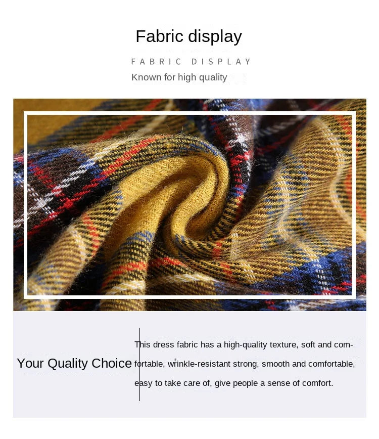 Plaid Shirt with Long Sleeves, Loose Fit, for Casual Men, Harajuku Style, Spring and Autumn Brushed Cotton Shirt.Oversized