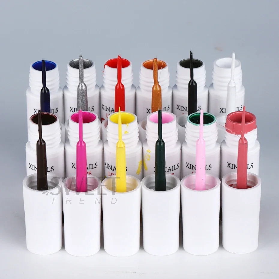 5ml Liner Gel Nail Polish Wire Silk Pen With Brush Black White Semi Permanent Painting Graffiti Tools Drawing Manicure Varnishes