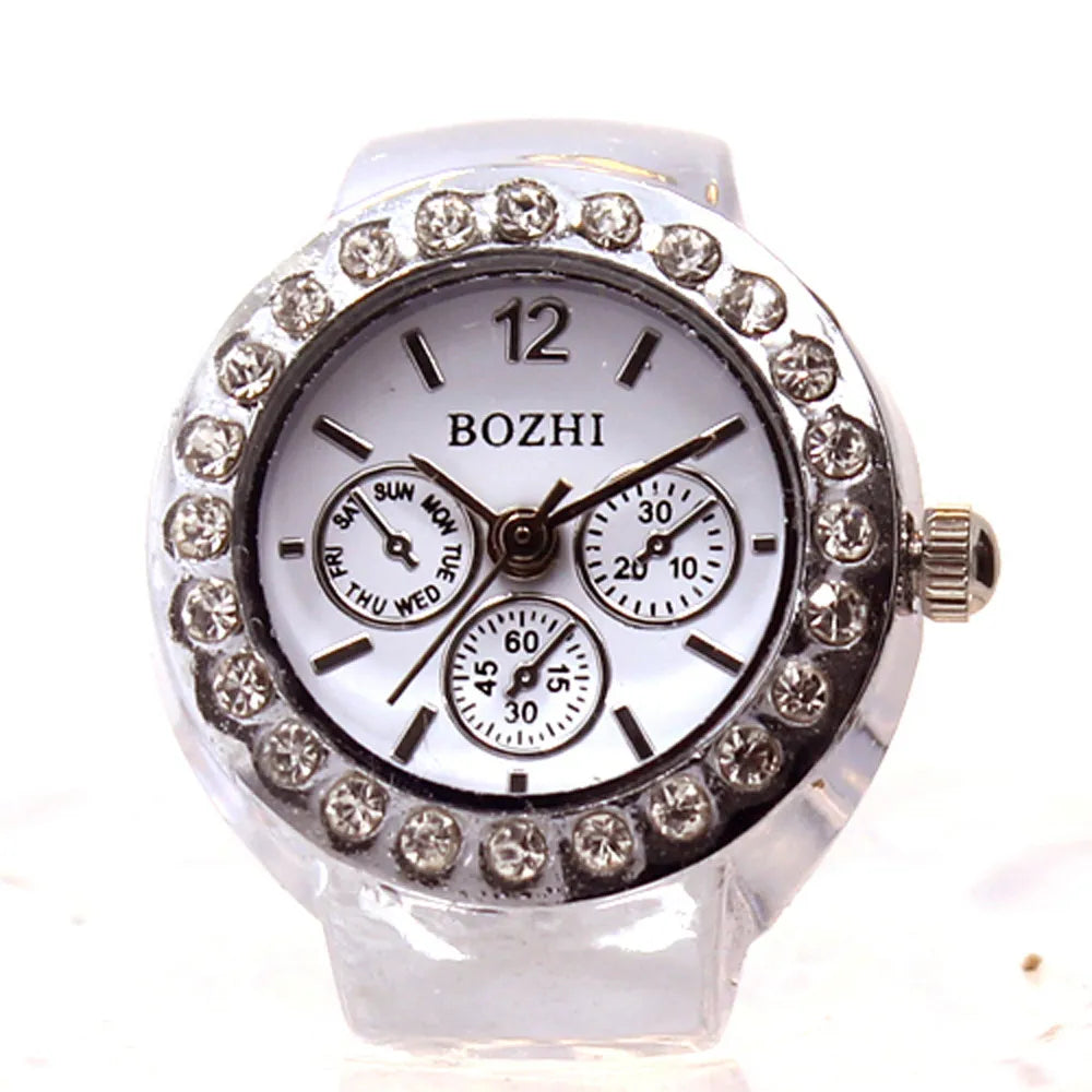 Elastic Cool Watch Creative Watch Steel Dial Ring Finger Analog Quartz Quartz Women's Watch Wrist Bands Men