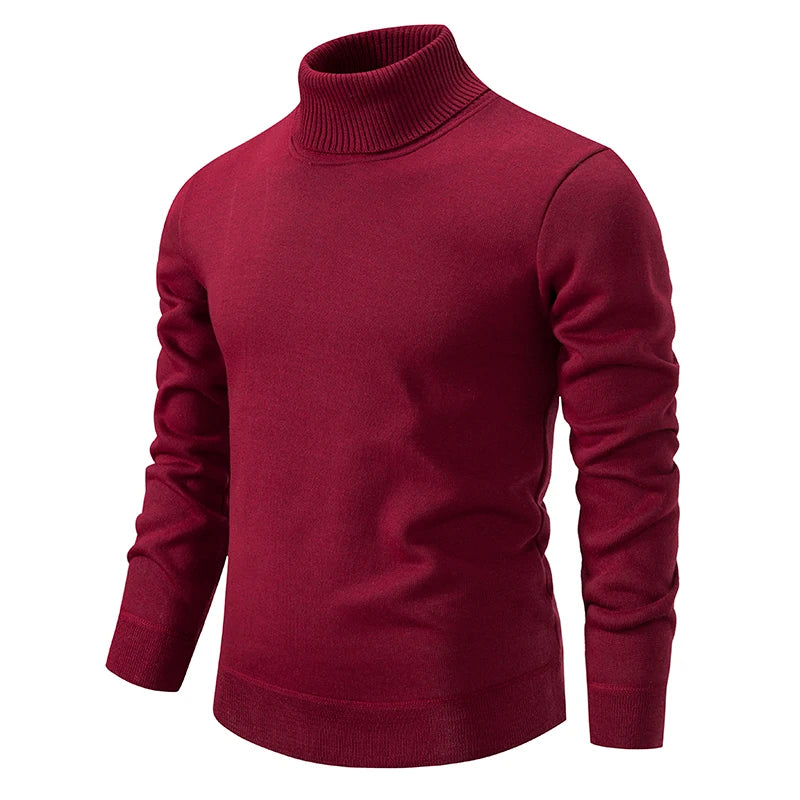 New Winter Turtleneck Sweater Thick Mens Casual Pullover Sweaters Solid Color Quality Warm Slim Turtleneck Sweaters Pullover Men