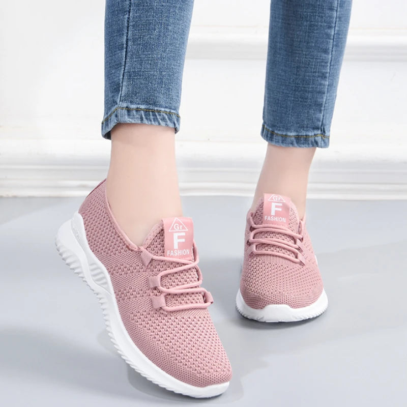 Comfortable Women's Casual Sneakers Summer Breathable Flat Shoes Fashion Women Sneakers Versatile Lace-Up Running Shoes 2025 New