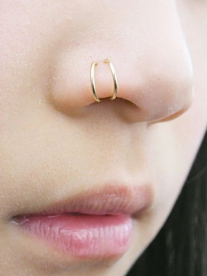 1 Piece Double Layers Stainless Steel Nose Ring Studs for Women 20G Hoops Twist Cartilage Tragus Septum Piercings Body Jewelry