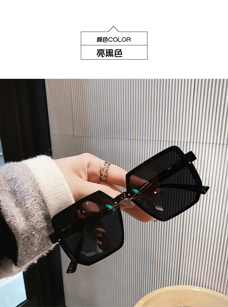 Vintage Women Large Frame Square Sunglasses Men Luxury Sun Glasses Brand Design Trendy Eye Glasses UV400 Shades Driving Goggle