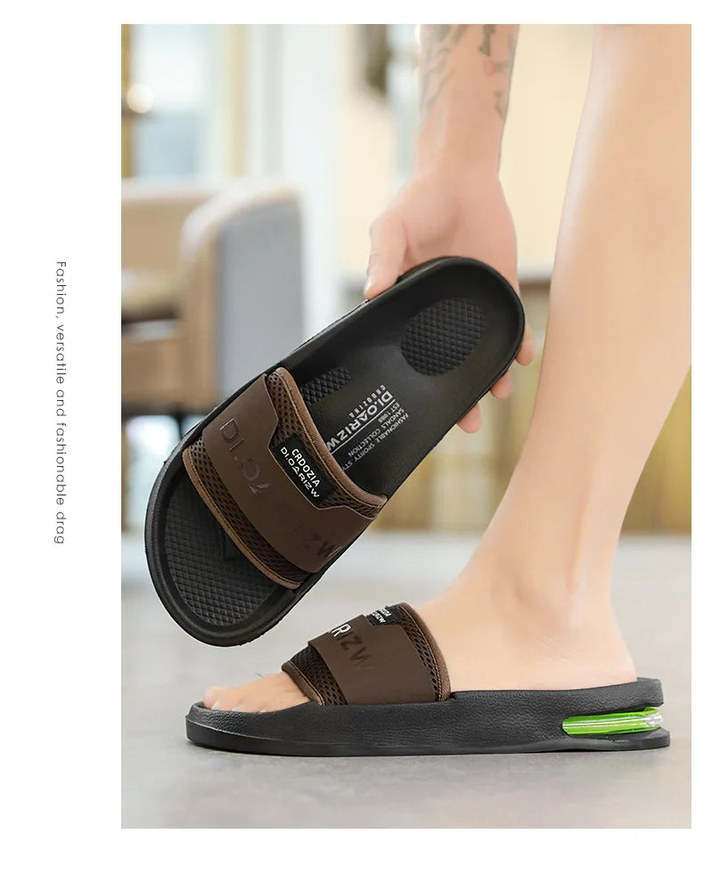 Summer Men's Mesh Surface Slippers EVA Platform Open Toe Slip on Sandals Home Non-slip Slides Outdoor Beach Sandal Shoes for Men