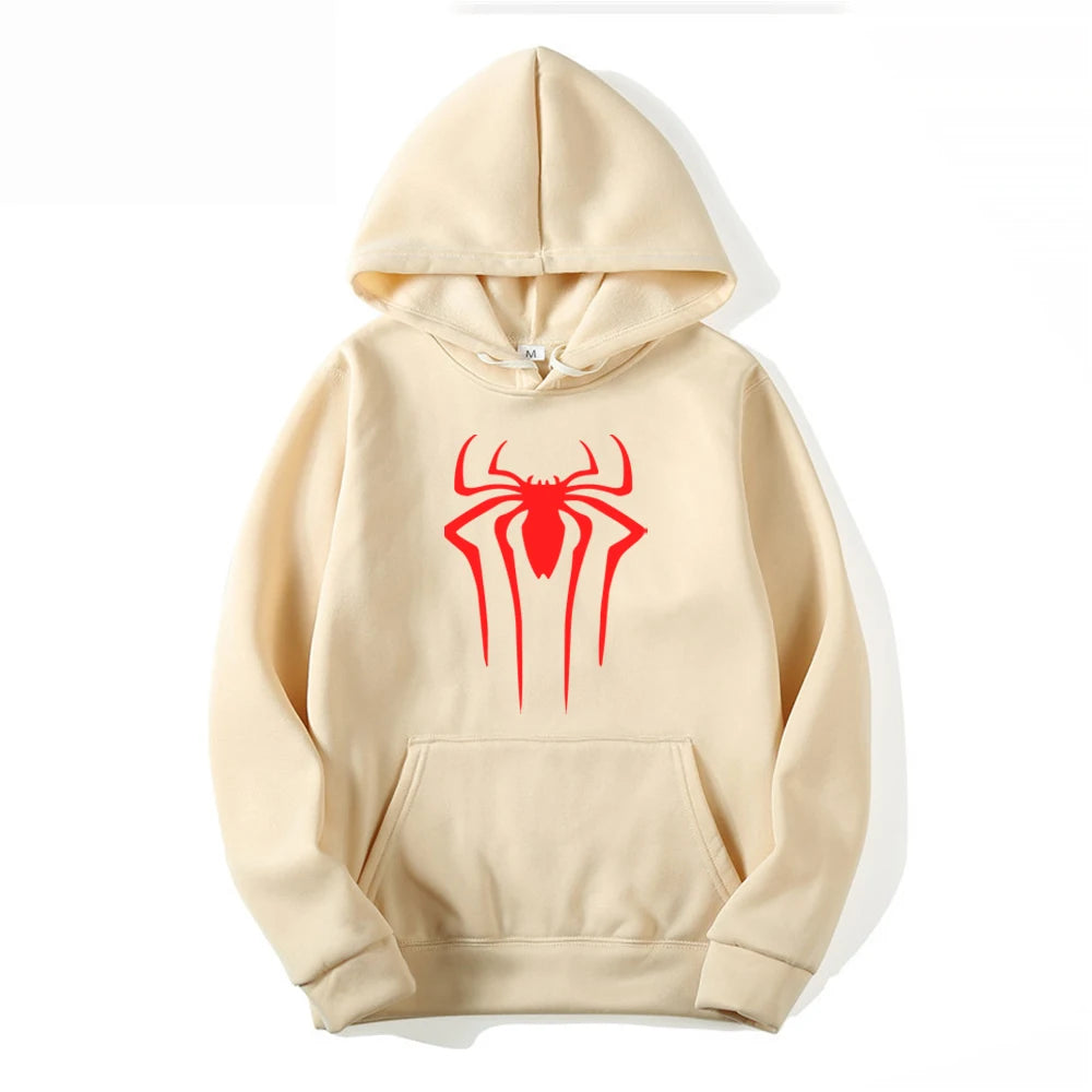 2024Fashion brand Men's Hoodie Casual Hoodie Sweatshirt Men's/Women's top Solid color printed spider hoodie sweatshirt