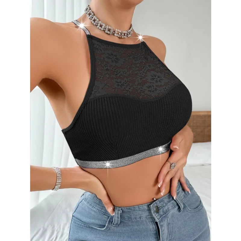 Sexy Lace Floral Ribbed Camisole Brassiere Women Female Underwear Comfortable Backless Bras Summer Ladies Thin Lingerie