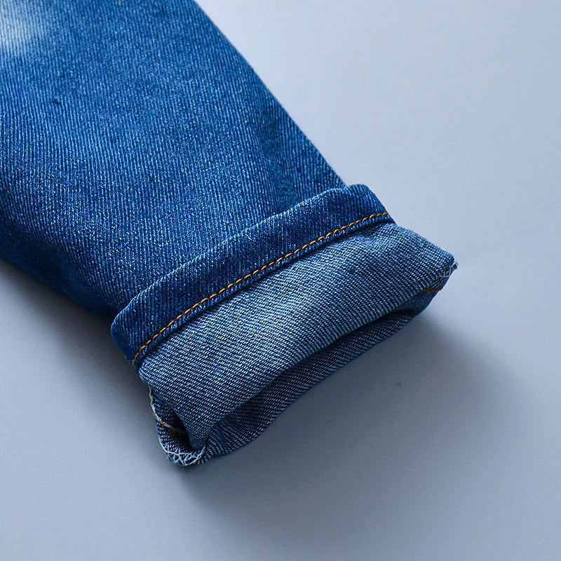 Children's Jeans Children's Clothing Autumn New Style Girls' Versatile Straight Tube Hole Casual Korean Style Boys' Pants