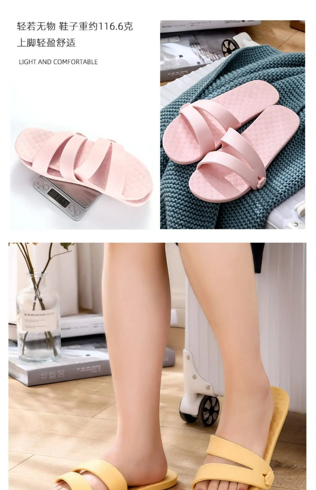 Travel portable slippers, travel non-slip lightweight soft sole folding slippers for men and women