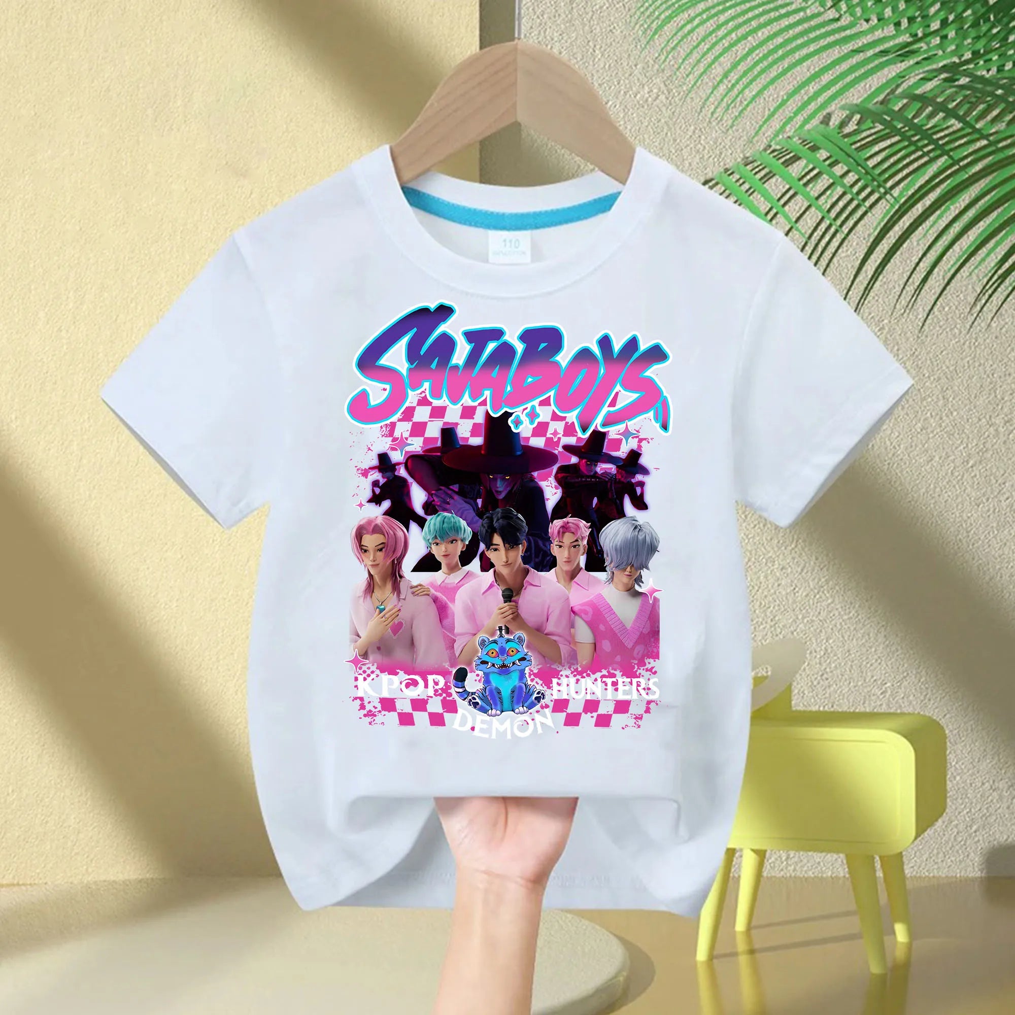 New 2025  KPop Demon Hunters Saja Boys Cartoon Boys T-shirt Round Neck Print Fashion Casual Top Children's T-shirt Kids Clothing