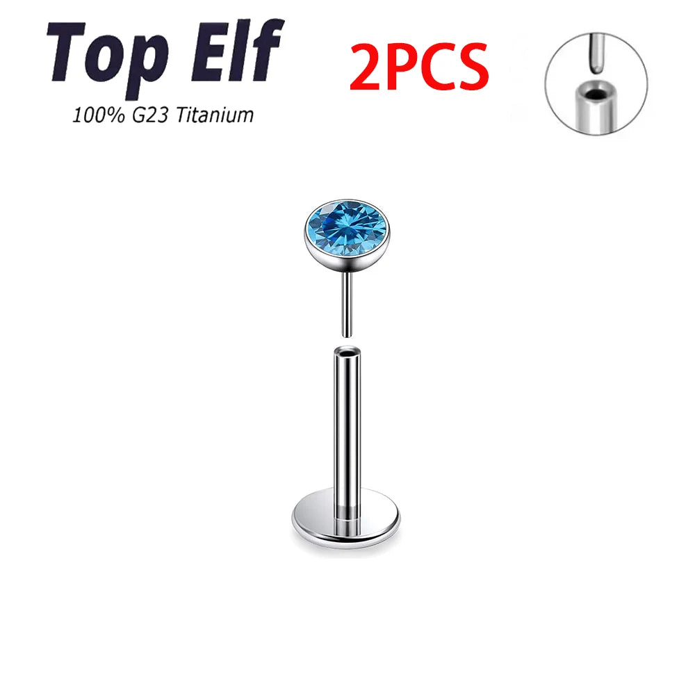 Wholesale 2/10pcs G23 ASTM F136 Titanium Top Exquisite Zircon Insertion Earrings Nose Nails Lip Nails Body Piercing Jewelry