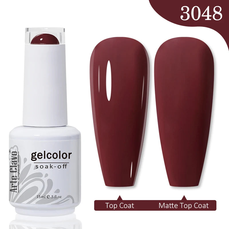 Arte Clavo 15ml Rose Red Pink Color Gel Nail Polish Autumn Winter Hot Sale Long Lasting Soak Off For Manicure Nail Art Gel
