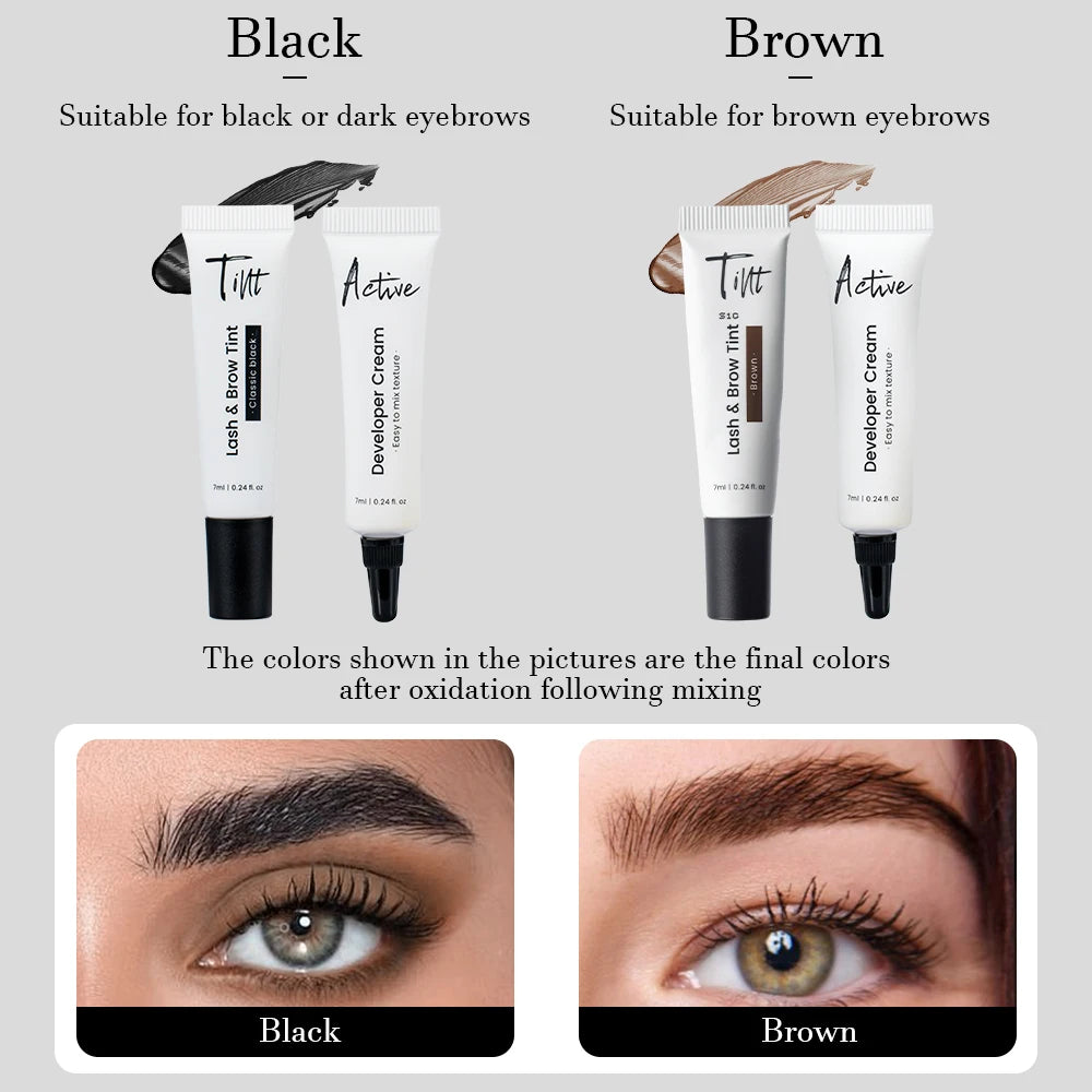 Gollee Classic Black Natural Lash and brow Tinting Set Lasting Waterproof Eyelash Fast Tint Kit Enhancers Easy Dye Makeup Tools