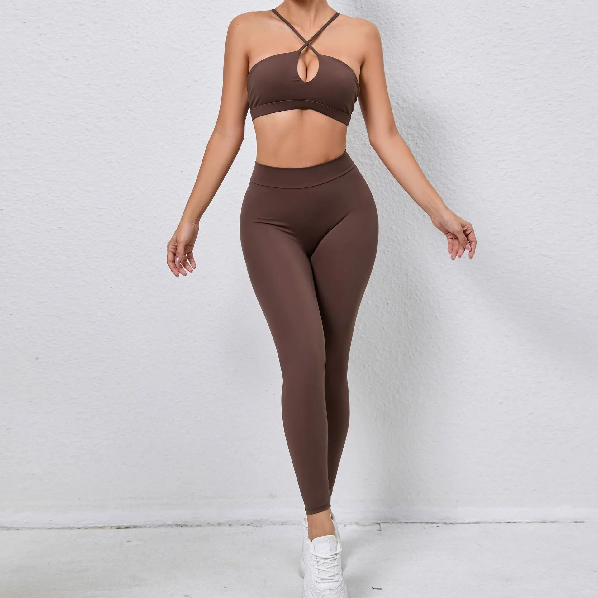 Seamless Yoga Sets Sports Fitness Hip-lifting Nude Feel Pants Cross Beauty Back Bra Suits Workout Gym Leggings Set for Women