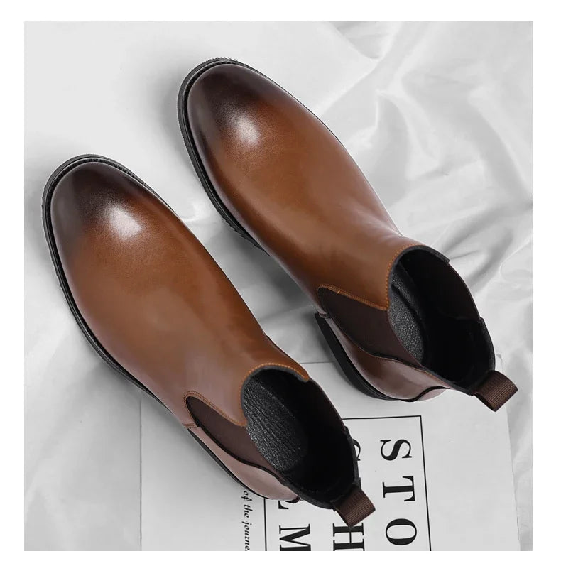2025 New Chelsea Leather Shoes Suede Leather Men's Pointed Business Casual Ankle Boot Fashion Male Winter New Style Comfortable