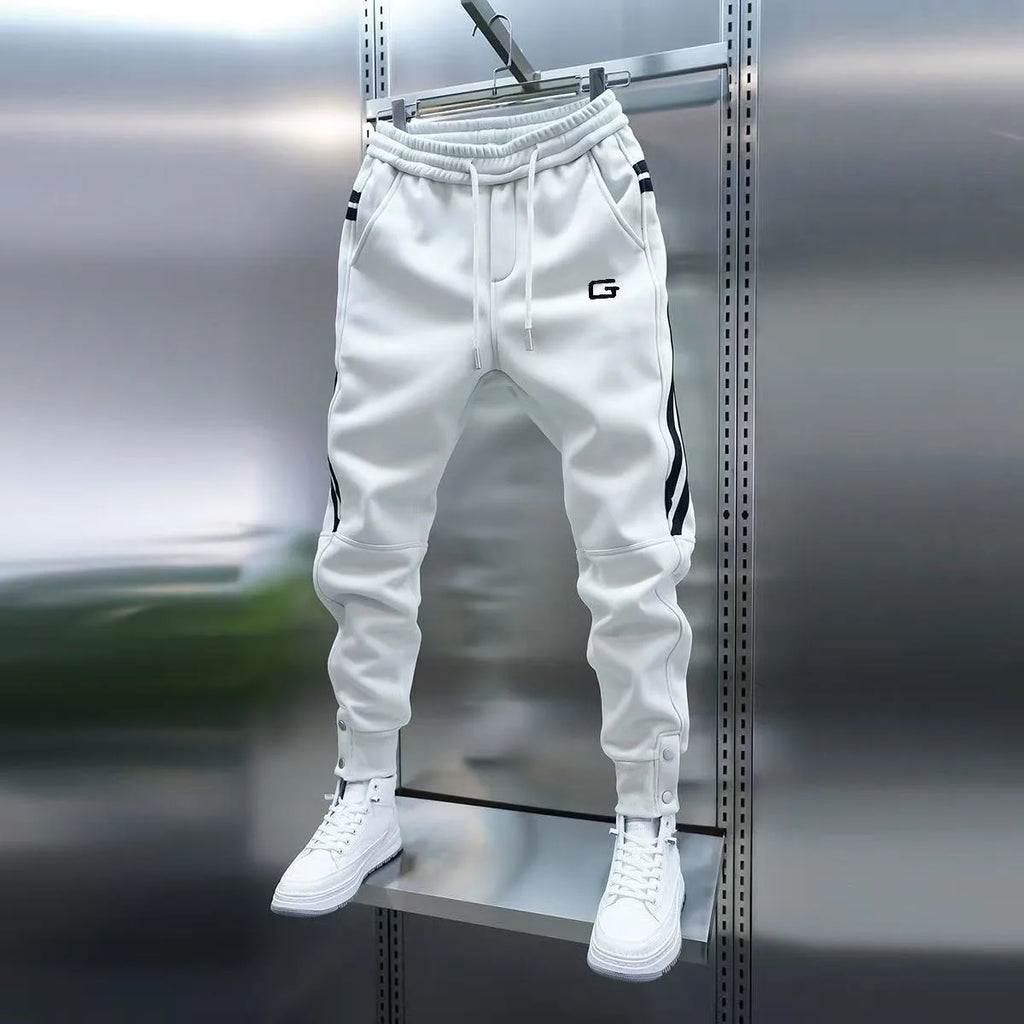 Trendy Men's New Embroidered Splicing Legged Casual Pants, Versatile, Stainproof, Solid Color Sports Pants, Elastic, Harun Stret