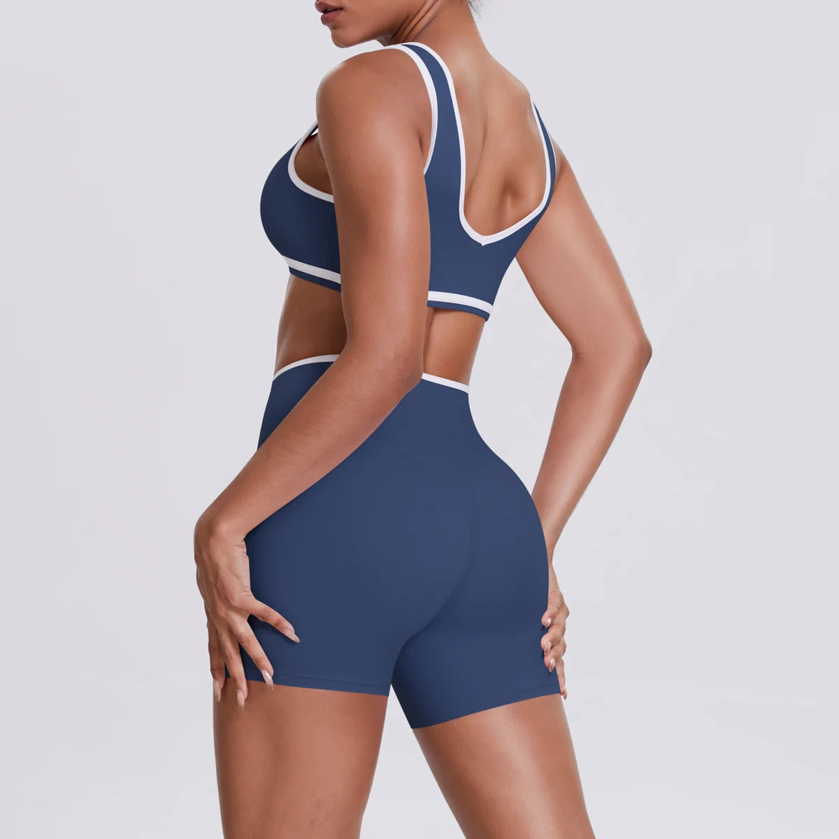 Women Two Piece Gym Workout Set Female Bra Yoga Sets 2ps Shorts Fitness Wear Women Quick-Dry Camisole Sports Bra Suits