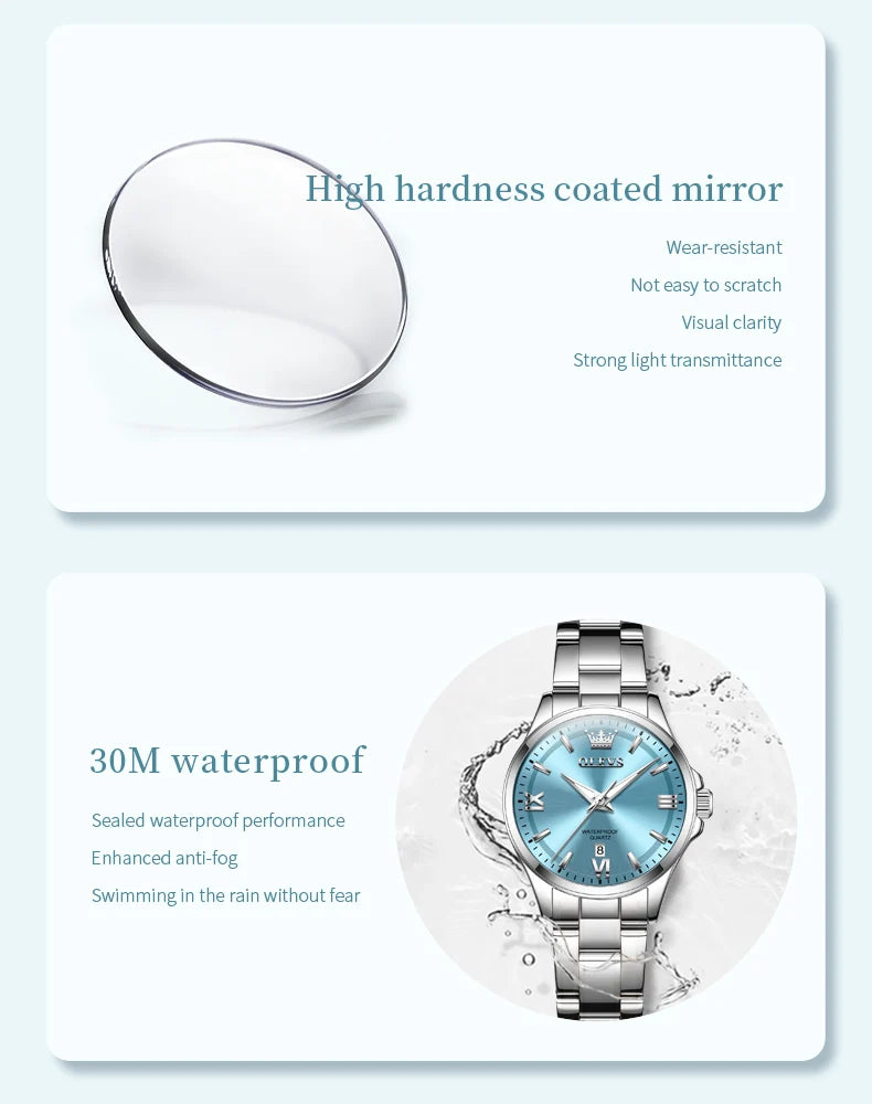 OLEVS Women's Watches Trend Elegant Stainless Steel Original Brand Small Dial Quartz Wristwatch for Lady Waterproof Luminous New