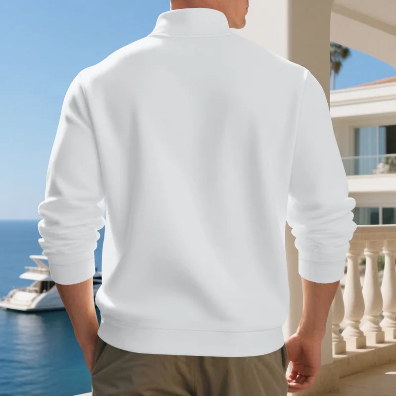 Autumn Winter Men's Fleece Quarter Zip Pullover Man Long Sleeved Loose Stand-up Collar Sweater Casual Comfy Mock Neck Sweatshirt