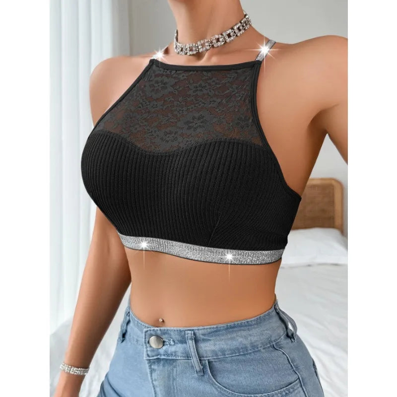 Sexy Lace Floral Ribbed Camisole Brassiere Women Female Underwear Comfortable Backless Bras Summer Ladies Thin Lingerie