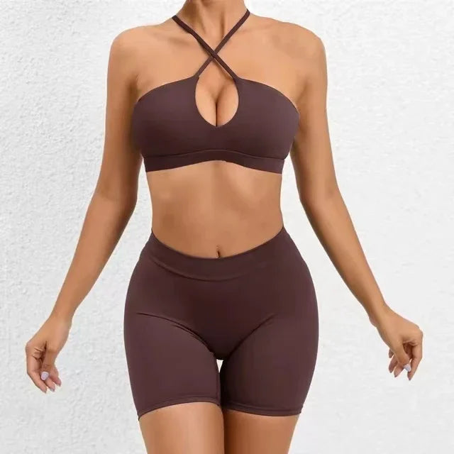 Seamless Yoga Sets Sports Fitness Hip-lifting Nude Feel Pants Cross Beauty Back Bra Suits Workout Gym Leggings Set for Women