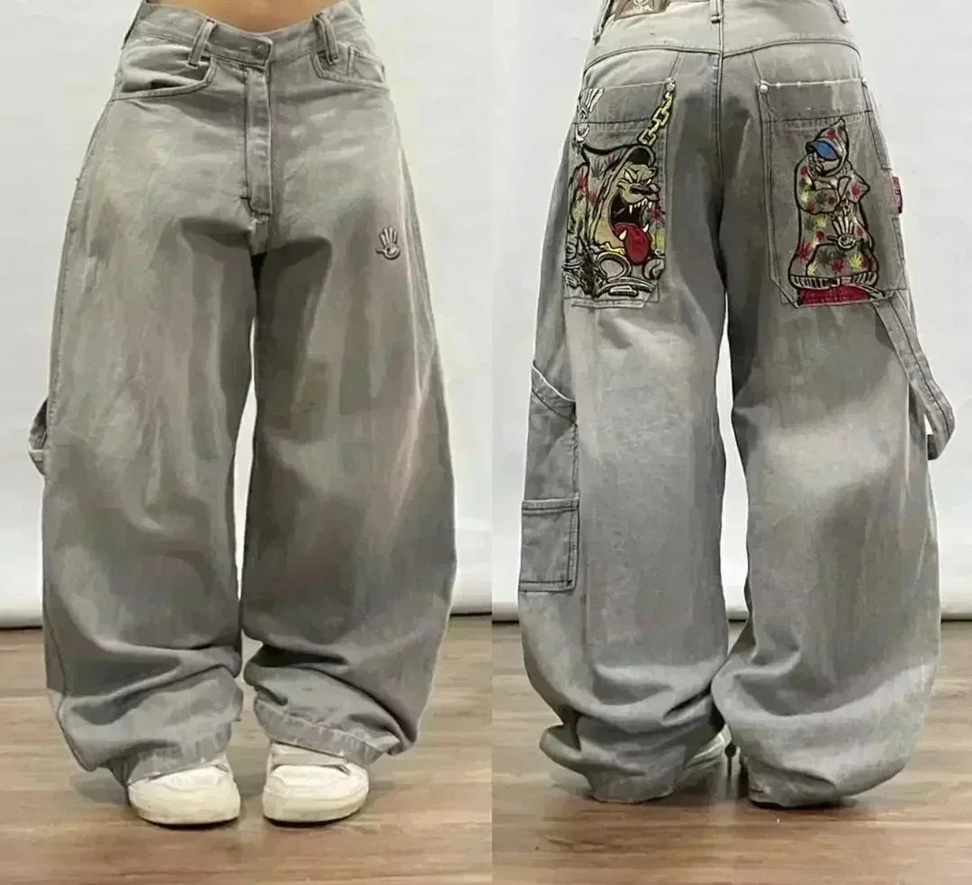 American Fashion Hip Hop Joker Oversized Jeans Women Street Y2K New Clearance Spot Hot Mopping Wide-leg Pants Unisex Loose Jeans
