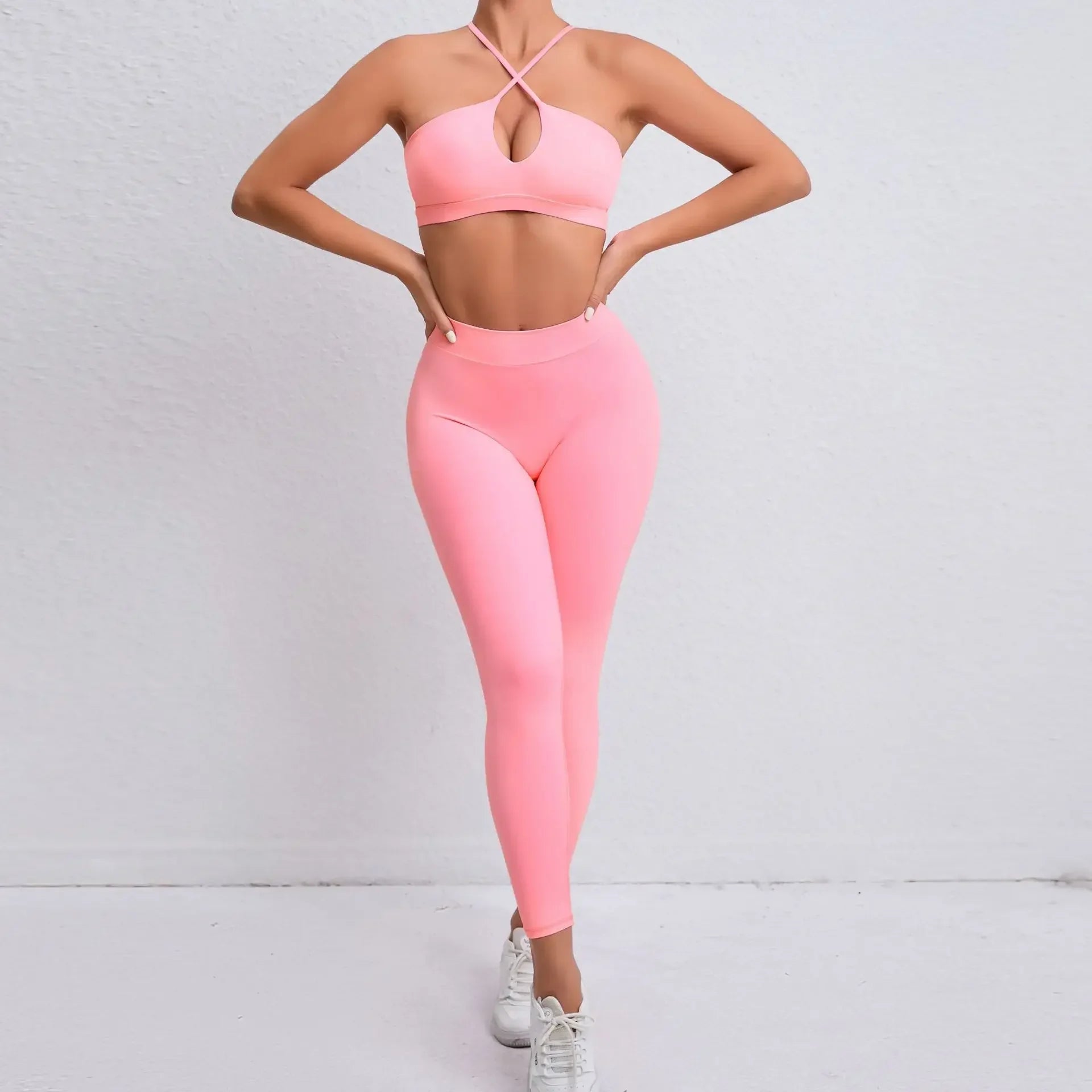 Seamless Yoga Sets Sports Fitness Hip-lifting Nude Feel Pants Cross Beauty Back Bra Suits Workout Gym Leggings Set for Women