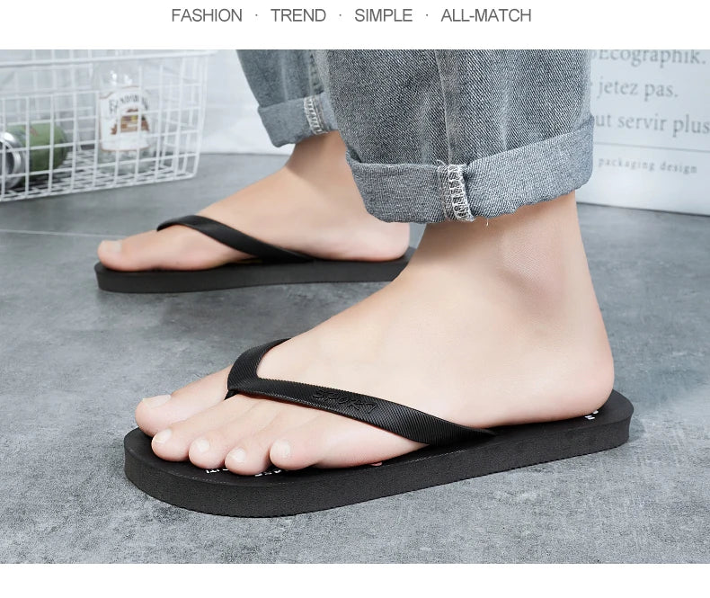 Flip Flops men's summer non-slip sandals men's foot clamp trend rubber abrasion resistant outer wear beach shoes slippers men