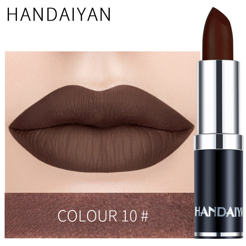 HANDAIYAN 12 Color Matte Lipstick Waterproof Moisturize Velvet Sexy Lip Gloss Popular Color Hot Selling Fashion Beauty Lipstick