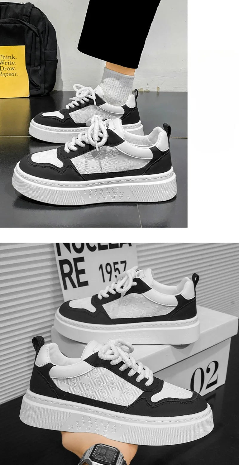 New Korean Version Printed Men Skateboarding Shoes Men Fashinable Increase Breathability Platform White Shoes Sports Casual Shoe