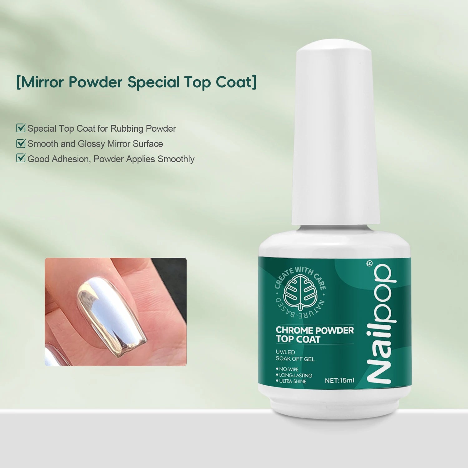 Nailpop HEMA/TPO Free Top Base Coat Gel Polish 15ml Clear Soak Off UV/LED Cured Professional Art Salon Home Use Long Lasting 1Pc