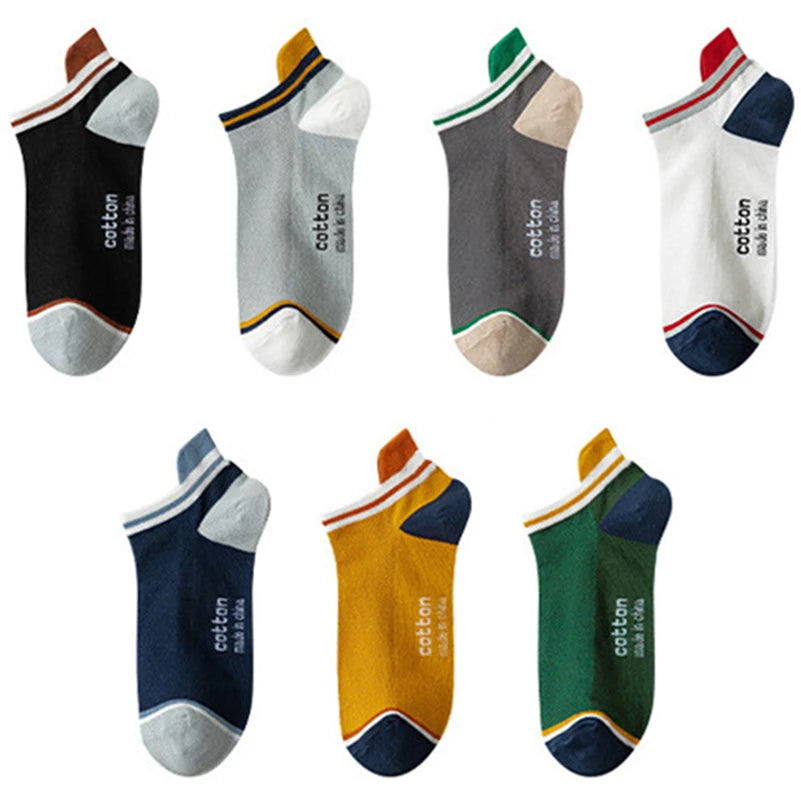 2 Pairs Mens Cotton Short Socks New Style Striped Sports Men Sock Soft Breathable Durable Spring Summer Male Ankle Socks for Boy