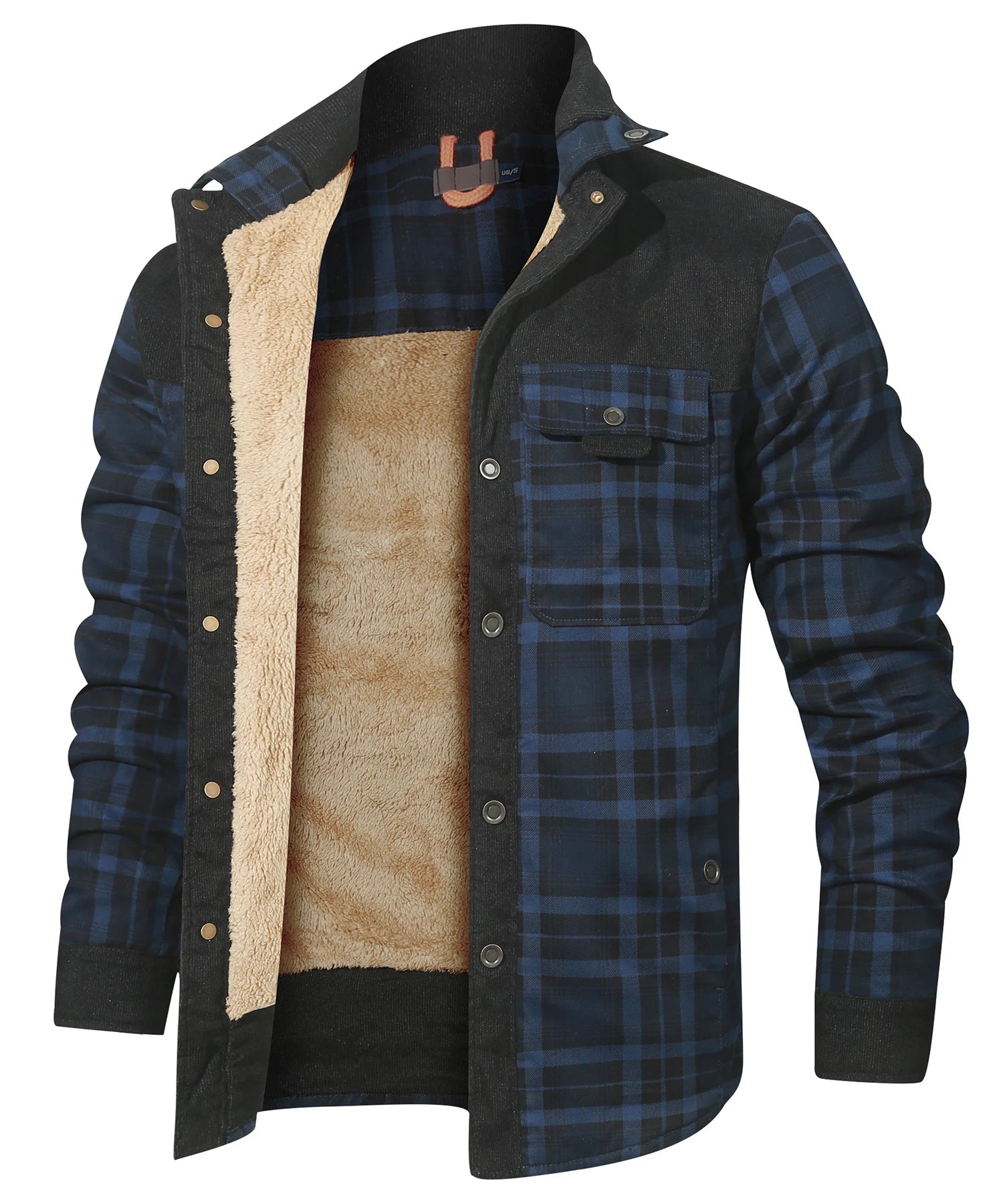 Men's Jackets Winter Windproof Warm Casual Bomber Coat Plaid Sherpa Lined Flannel Outdoor Classic Soft Jackets Men US Size