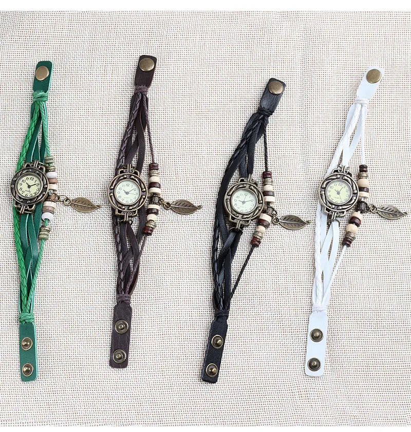 High Quality Women Genuine Leather Vintage Quartz Dress Watch Bracelet Wristwatches Watch Women Luxury Watch